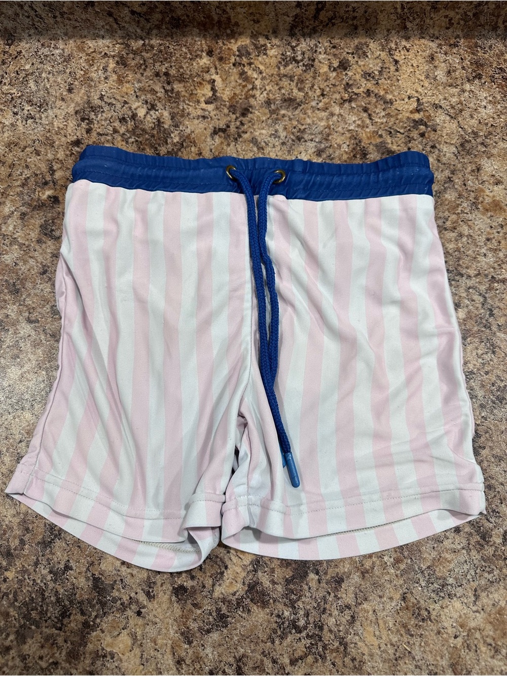 SweetHoney Boys Pink and Blue Striped Swim Trunk